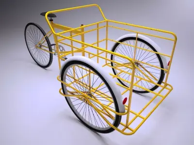 treecicle bicycle with basket Low-poly 3D model