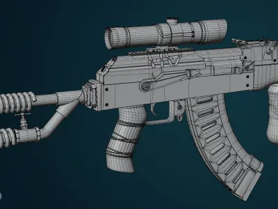 AK 47 -Game-Ready - Metro Style Low-poly 3D model