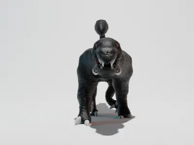 Black Wild Snake Dog Low-poly 3D model