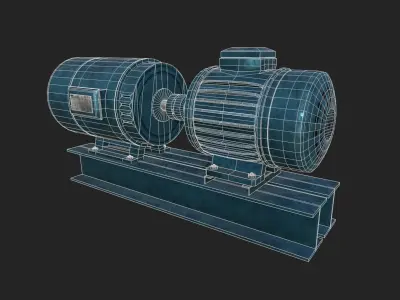 Generator Set electric motor Low-poly 3D model