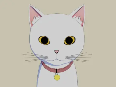 Low-poly Cartoon cat and pet supplies Free low-poly 3D model