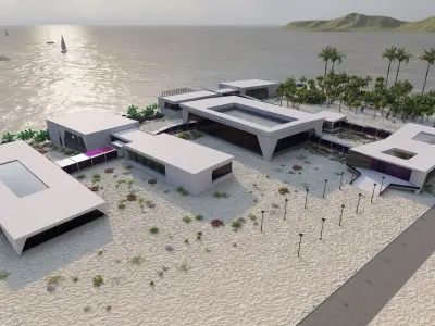 Cultural and recreational coastal complex 3D model