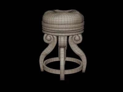 Antique Dark Wooden Chair Low-poly 3D model