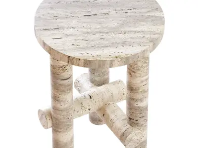 Ensemble of Travertine Side Tables by Clement Brazille 3D model