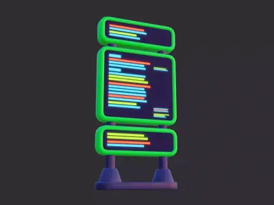 Low Poly Digital Billboard 3D model get