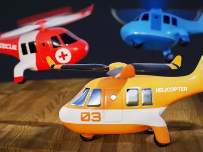 Stylized Helicopter Toy Low-poly 3D model