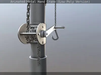 Animated Metal Hand Crane Low-Poly Version Low-poly 3D model