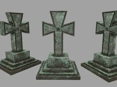 tombstone 1 gravestones and crosses Low-poly 3D model