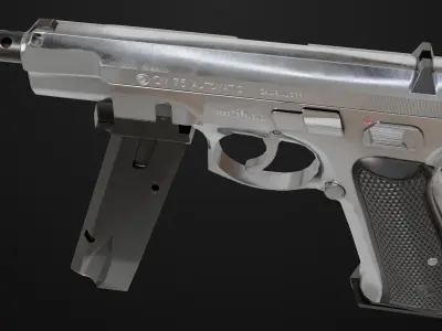 Pistol 09 Silver Generic All PBR UE Textures Low-poly 3D model