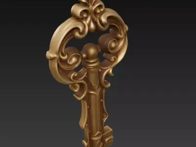 Grand Baroque Key - Royal Relic Heritage 3D Model 3D print model purchase