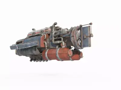 Steam powered fantasy style bombing spacecraft 3D model