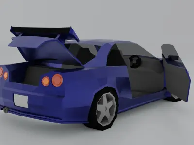 Nissan GTR R34 low poly  Free low-poly 3D model