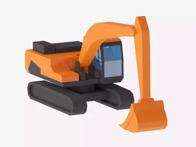 Excavator Construction DX225LC-5 Simplified Low-poly 3D model