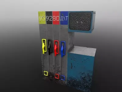 Gas Station Low-poly 3D model