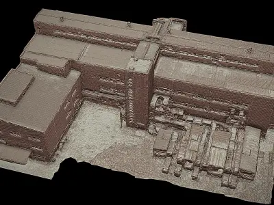 industrial facility factory buildings drone scan 3D model