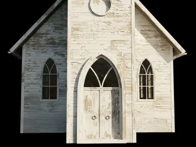 Old Church with Interior Low-poly 3D model
