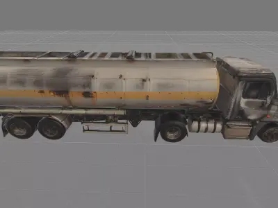 Wrecked and Burned Fuel Tanker PBR Low-poly 3D model