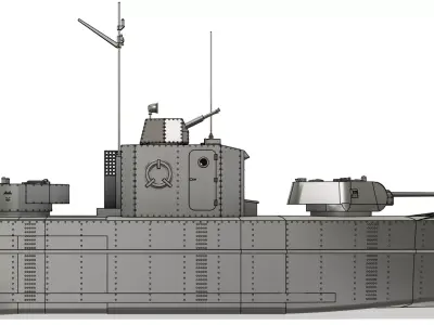 BK1124 Bronekater Soviet River Monitor RC Model 3D print model