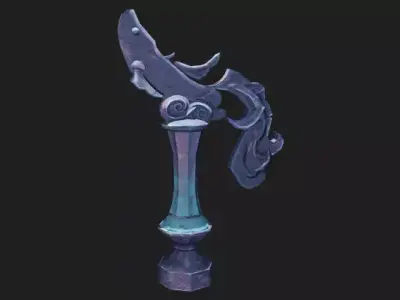 Stylized statue of fish Low-poly 3D model