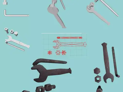 Tools wrenches and other Free low-poly 3D model