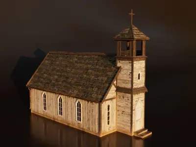 Old Wooden Church Low-poly 3D model