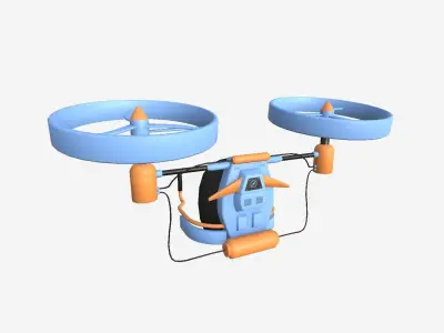 Jetpack Electric B09 Blue Orange  - SciFi Character Design Low-poly 3D model