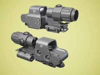 Eotech HHS with magnifier and wilcox mount lopoly 3d model Low-poly 3D model