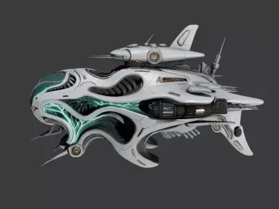 Futuristic Bio-Organic Sci-Fi Spaceship 3D model