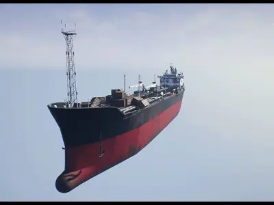 Post-apocalyptic oil tanker Low-poly 3D model