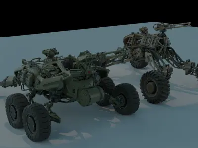 Sci-fi Mecha And Military vehicles Pack Low-poly 3D model