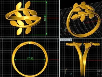 Leaf plane ladies ring 3D print model