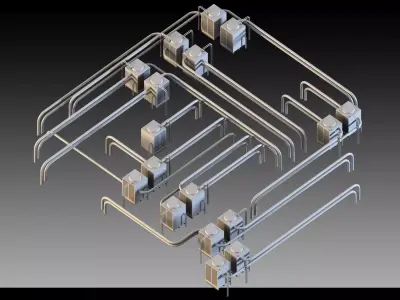 Industrial HVAC System and Components 3D model