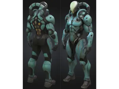 Alien Android Robot Low-poly 3D model