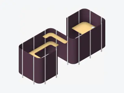 Office Pod - Workspace - Officetec - Back To Back Low-poly 3D model
