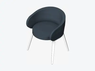 Furniture - Chair - Contemporary - Right - Low - Back Low-poly 3D model