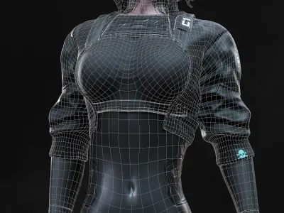 Cyberpunk Girl 3 - Game - Ready   Low-poly 3D model