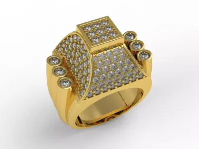 Antique Vintage Style Art Deco Diamond Ring 3D print model