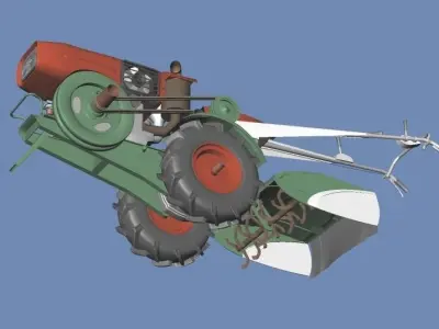 Cultivator and Tractor and Carts 1side update 3D model