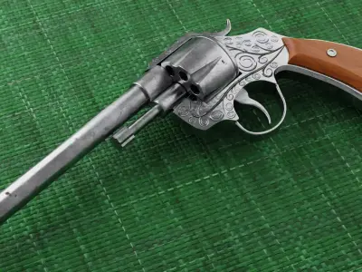 Revolver Gun Free low-poly 3D model