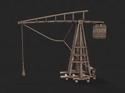 Medieval Siege Trebuchet 3 Low-poly 3D model