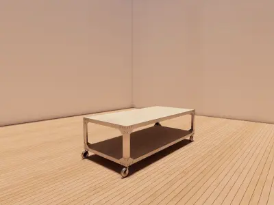 Industrial Style Coffee Table - Metal and Wood 3D Model Low-poly 3D model