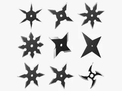 Throwing Weapons Shuriken 3D Model Pack