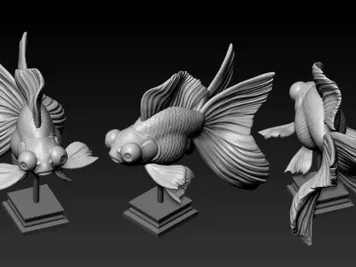 GoldFish four statues Free 3D print model