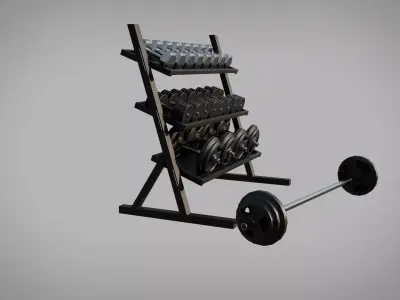 Gym Dumbbell Rack Low-poly 3D model