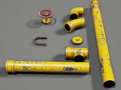 Pipe Set low poly PBR Low-poly 3D model