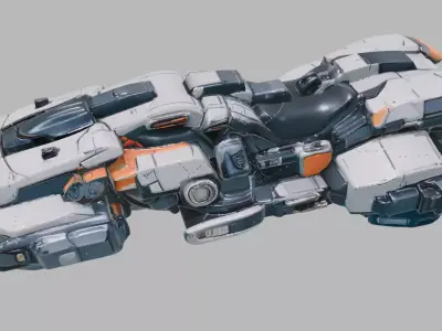 High Poly Futuristic Hover Car MultiFormat SciFi Vehicle 3DModel 3D model