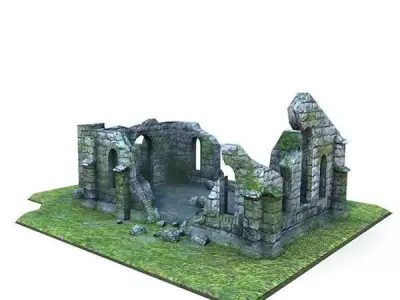 Medieval Building 56 Ruined Church Low-poly 3D model