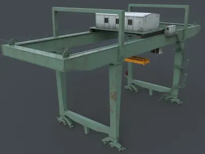 PBR Rail Mounted Gantry Crane RMG V1 - Green Light Low-poly 3D model