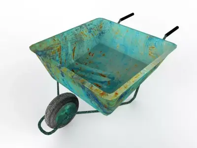 wheelbarrow old rusty Free low-poly 3D model
