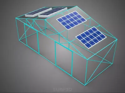 SOLAR POWERED FARM PLANT GREENHOUSE HOTHOUSE GLASSHOUSE GARDEN 3D model